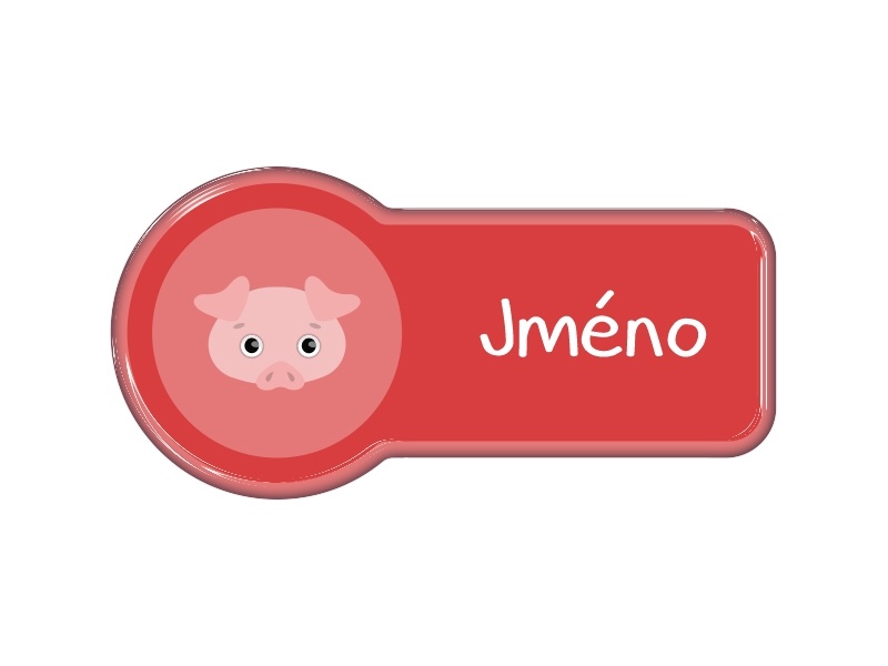 Samolepka - jméno s motivem prase