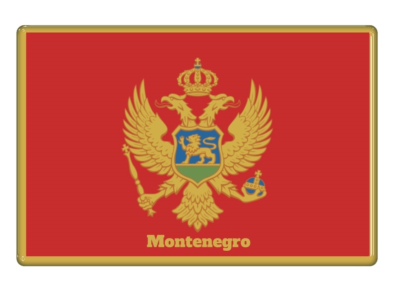 Samolepka - Vlajka Černá Hora - obdélník s textem