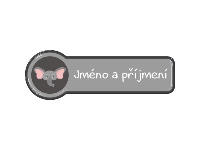 Samolepka - jméno a příjmení s motivem slon