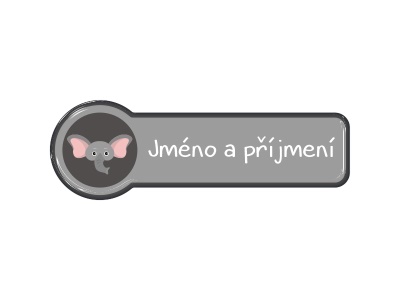 Samolepka - jméno a příjmení s motivem slon