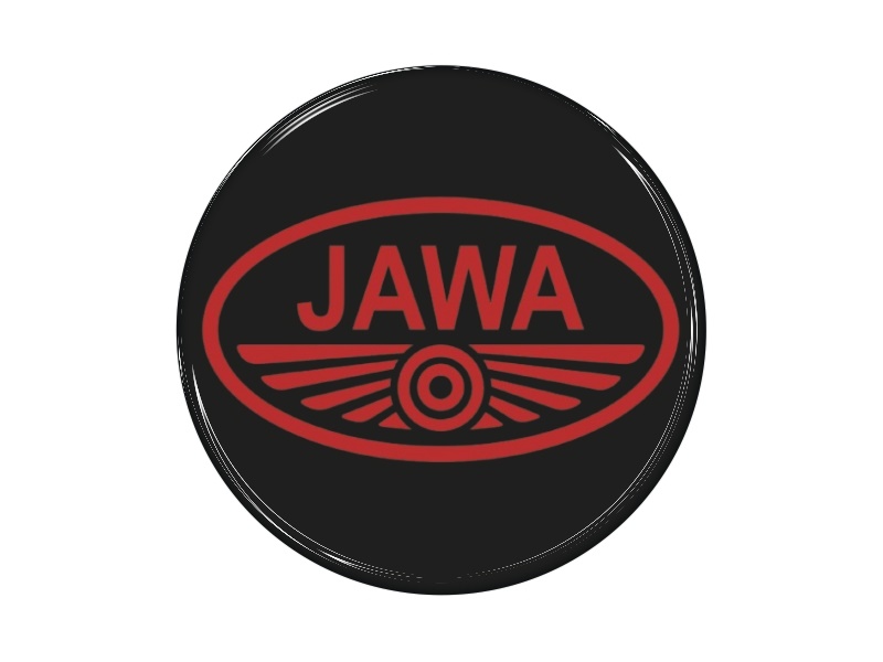 Samolepka - JAWA 48mm černo-červená