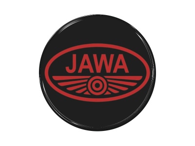 Samolepka - JAWA 48mm černo-červená