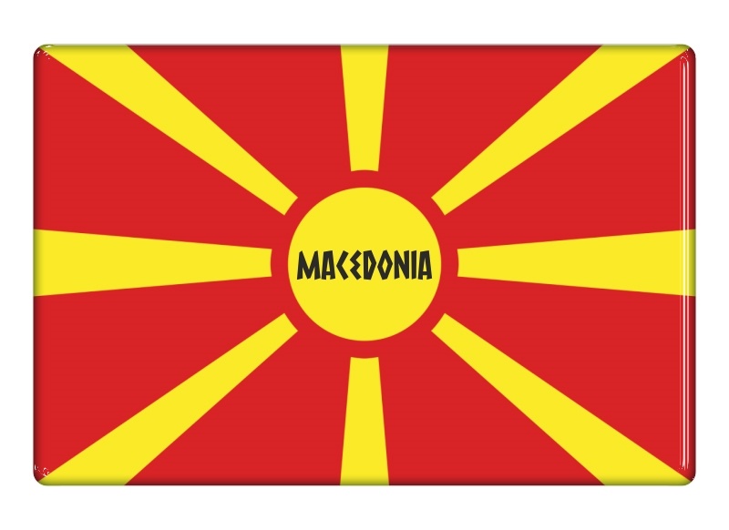 Samolepka - Vlajka Makedonie - obdélník s textem