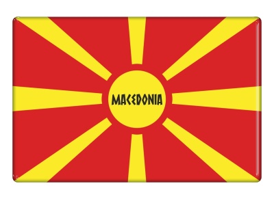 Samolepka - Vlajka Makedonie - obdélník s textem
