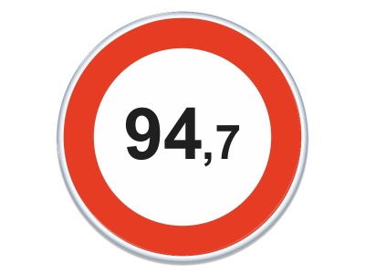 Samolepka - Maximální povolená rychlost 94,7 km/h