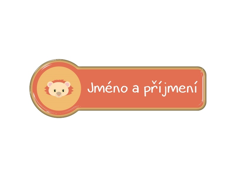 Samolepka - jméno a příjmení s motivem lev