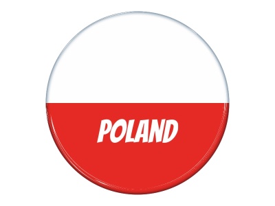 Samolepka - Vlajka Polsko - kruh s textem