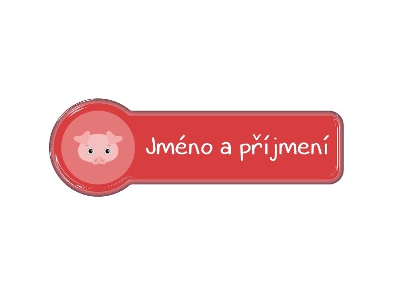 Samolepka - jméno a příjmení s motivem prase