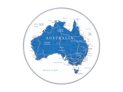 Zakázková  samolepka - Austrálie mapa 15x15