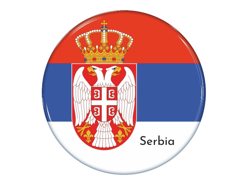 Samolepka - Vlajka Srbsko - kruh s textem