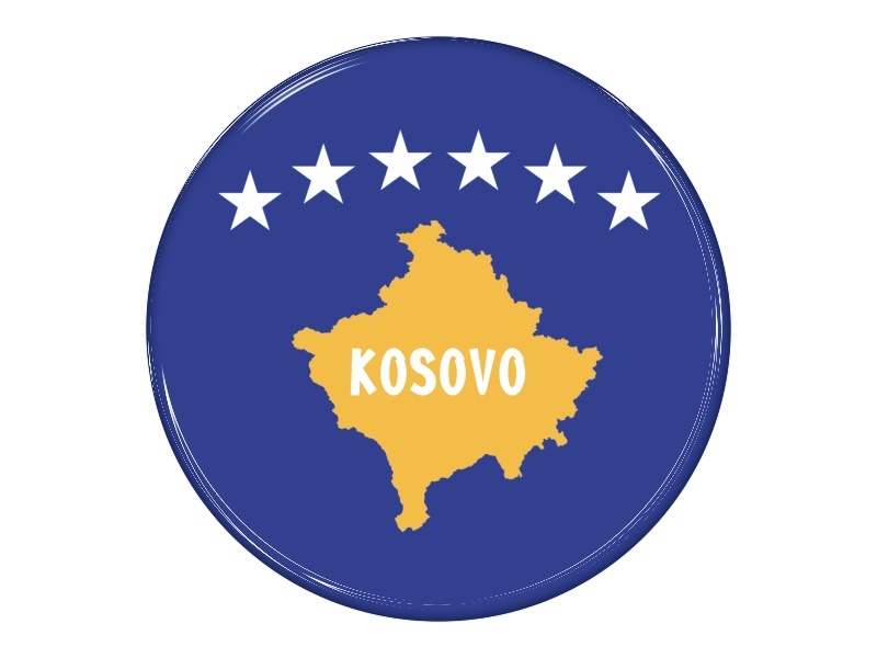 Samolepka - Vlajka Kosovo - kruh s textem