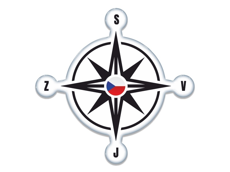 Samolepka - Kompas se znakem CZ (black- czech)