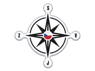 Samolepka - Kompas se znakem CZ (black- czech)