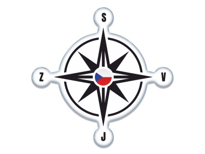 Samolepka - Kompas se znakem CZ (black- czech)