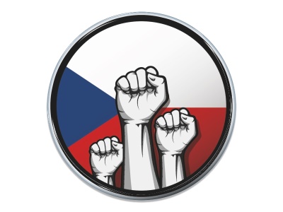 Samolepka - Česká vlajka s pěstmi