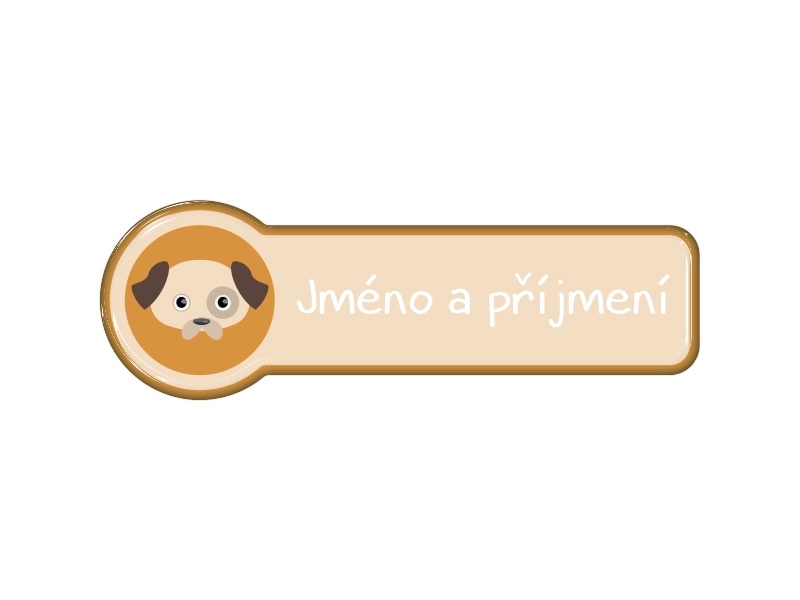 Samolepka - jméno a příjmení s motivem pes