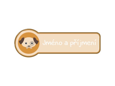 Samolepka - jméno a příjmení s motivem pes