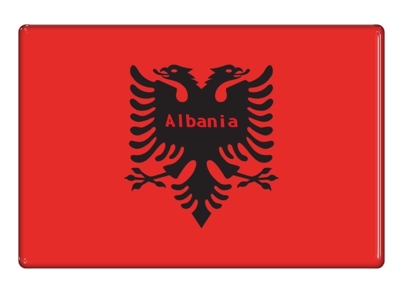Samolepka - Vlajka Albánie - obdélník s textem