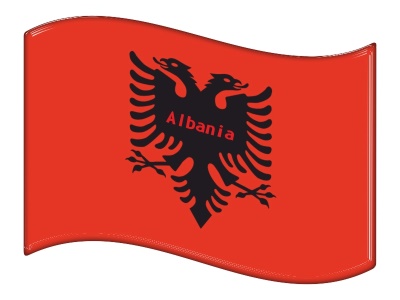 Samolepka - Vlajka Albánie - s textem