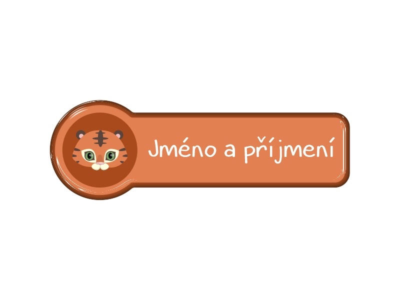 Samolepka - jméno a příjmení s motivem tygr