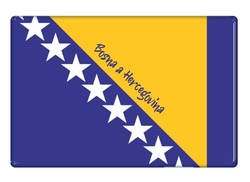 Samolepka - Vlajka Bosna a Herzegovina - obdélník s textem