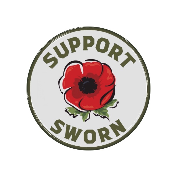 Zakázková samolepka - sworn support 70mm