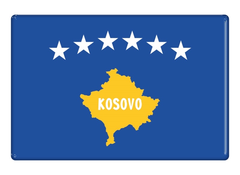 Samolepka - Vlajka Kosovo - obdélník s textem