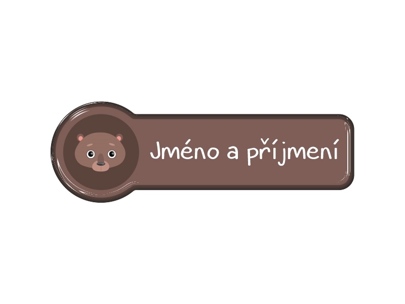 Samolepka - jméno a příjmení s motivem hnědý medvěd