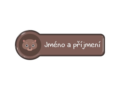 Samolepka - jméno a příjmení s motivem hnědý medvěd