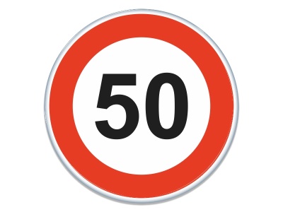 Samolepka - Maximální povolená rychlost 50 km/h