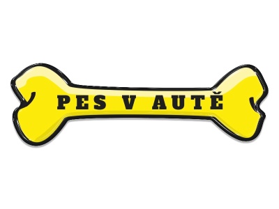 Samolepka - pes v autě - kost