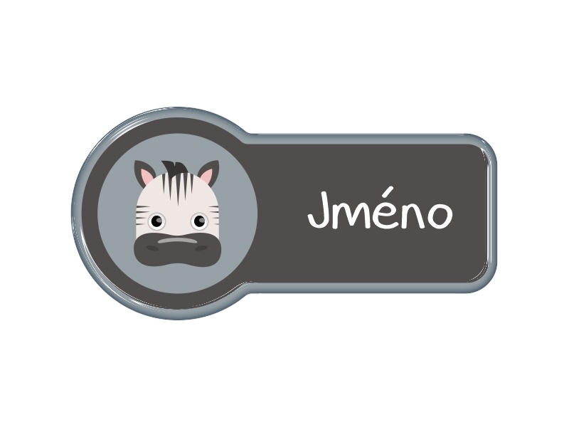 Samolepka - jméno s motivem zebra