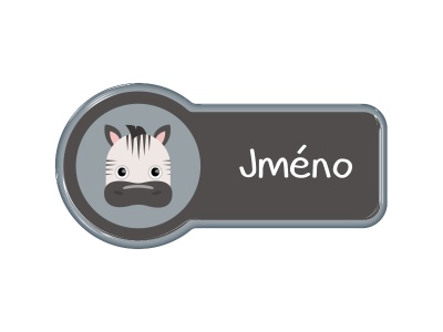 Samolepka - jméno s motivem zebra
