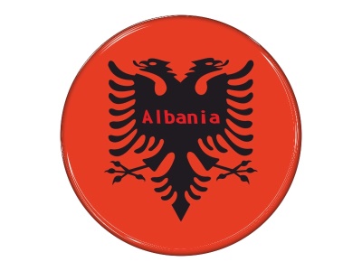 Samolepka - Vlajka Albánie - kruh s textem