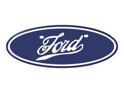 Samolepka - Ford (whitebg-bluefont Kurzíva)