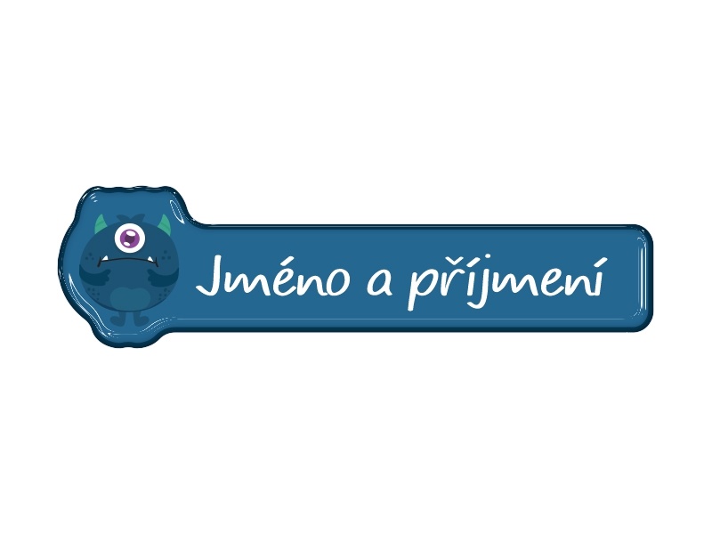 Samolepka - příšera s jménem a příjmením X