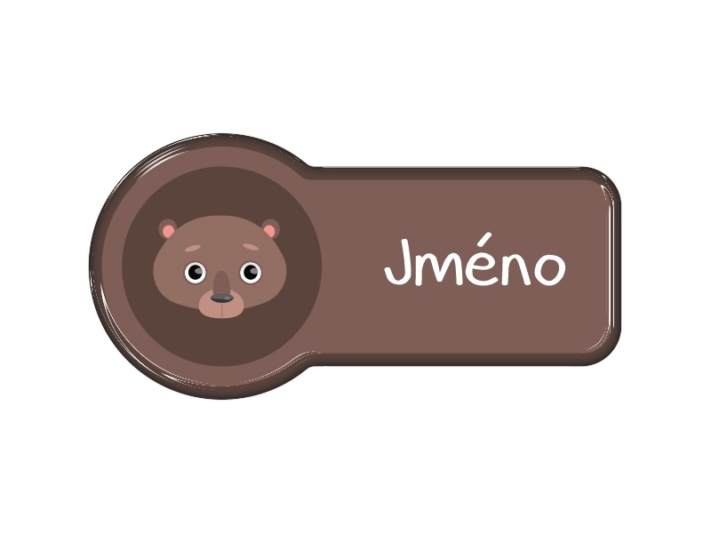 Samolepka - jméno s motivem hnědý medvěd
