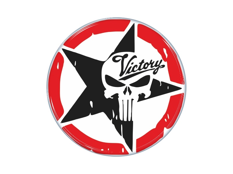 Zakázková samolepka - Lebka červená Victory 120mm