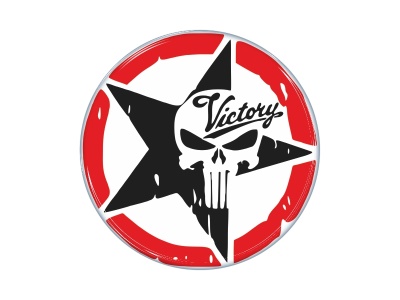 Zakázková samolepka - Lebka červená Victory 120mm