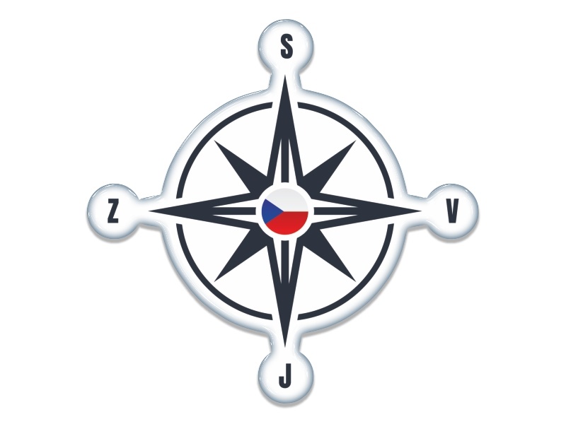 Samolepka - Kompas se znakem CZ (grey - czech)