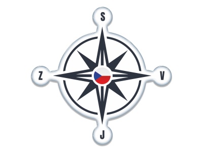 Samolepka - Kompas se znakem CZ (grey - czech)