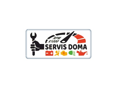Zakázková samolepka - servis doma 4x1,8 cm