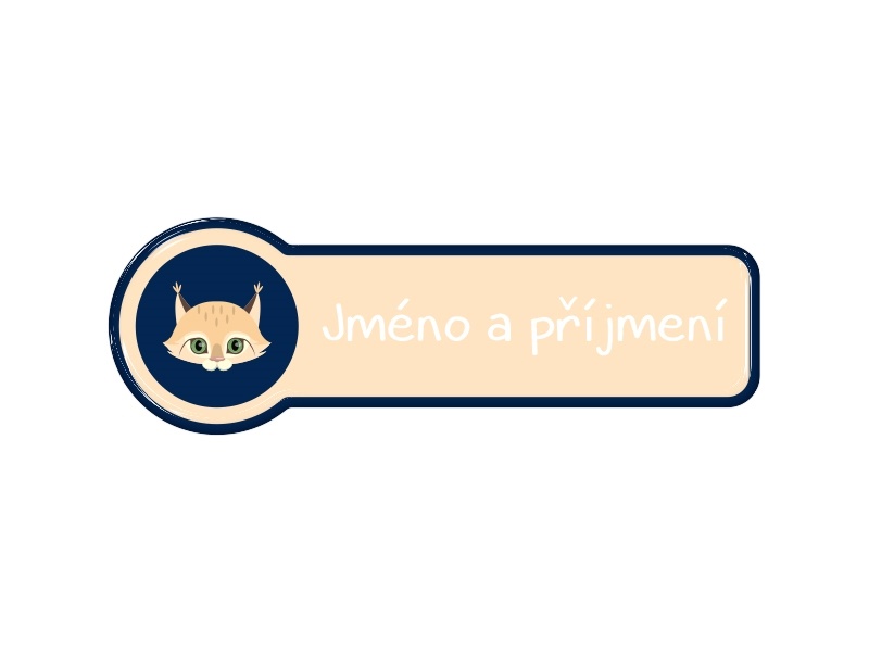 Samolepka - jméno a příjmení s motivem rys