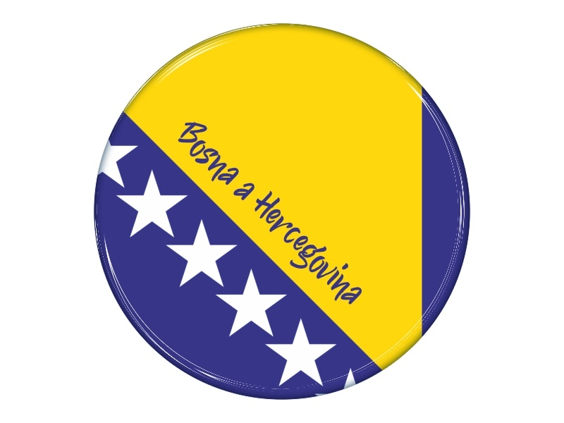 Samolepka - Vlajka Bosna a Hercegovina - kruh s textem