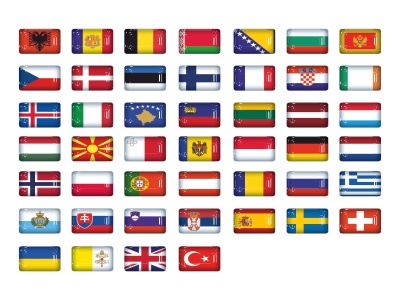 Samolepka - vlajky obdélníky Evropa 5x3cm