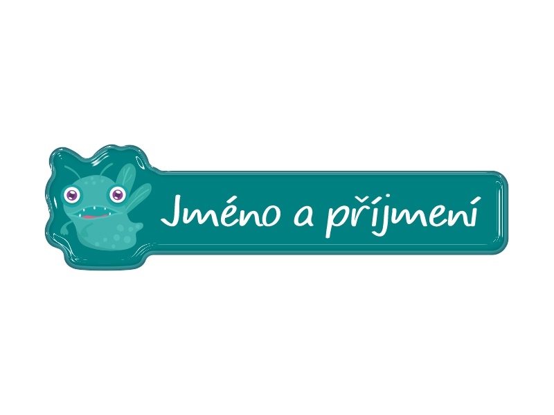 Samolepka - příšera s jménem a příjmením IV