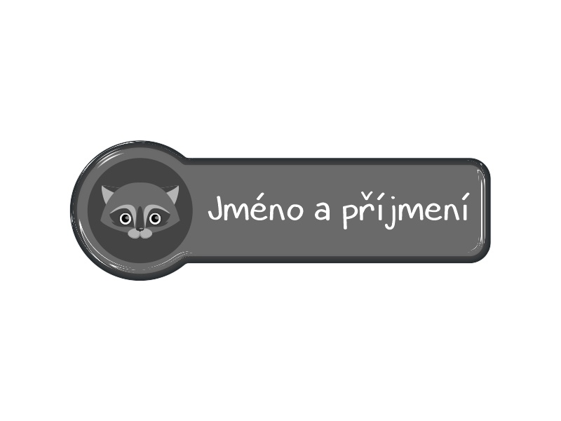 Samolepka - jméno a příjmení s motivem mýval