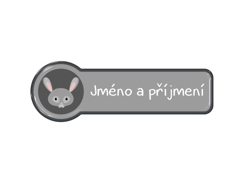 Samolepka - jméno a příjmení s motivem králík