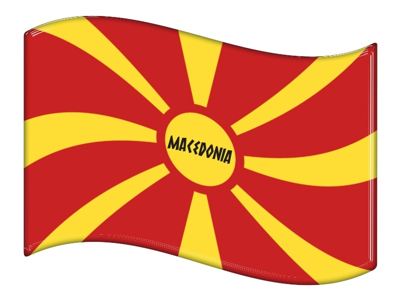 Samolepka - Vlajka Makedonie -  s textem