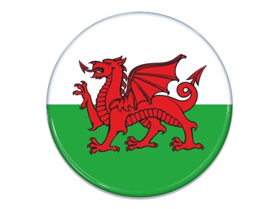 Samolepka - Vlajka Wales - kruh